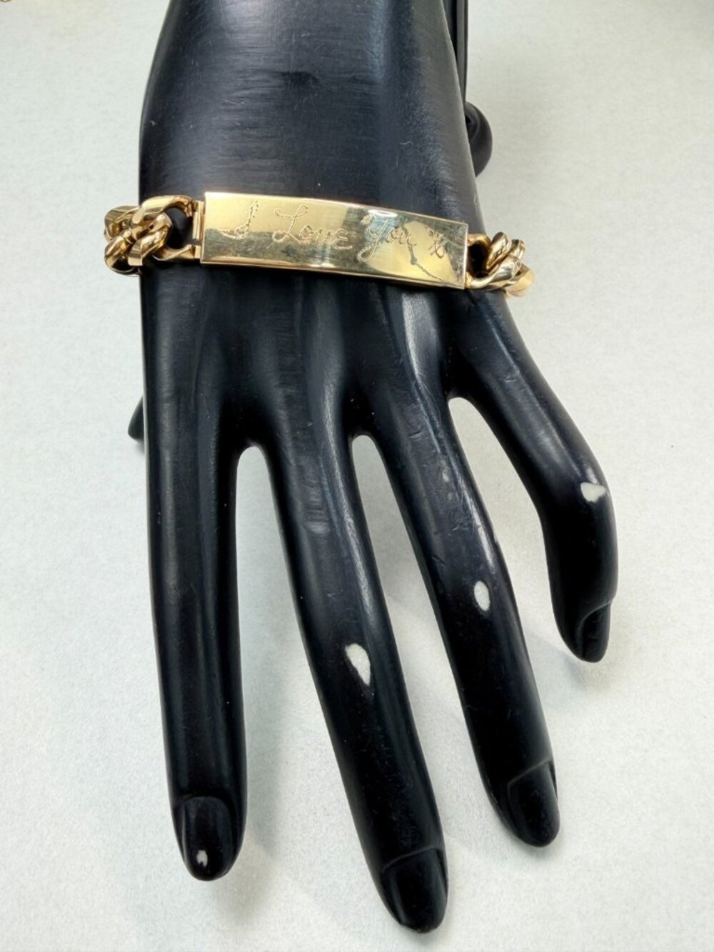 Vintage Speidel I Love You ID Bracelet Gold Tone Chunky Cuban Chain - Picture 2 of 7